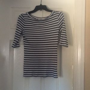 Knit Crewneck 3/4 Sleeve with Nautical Stripes